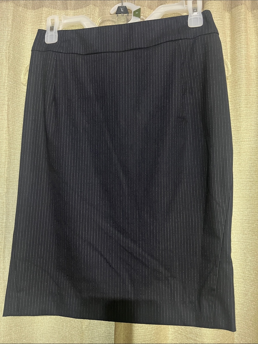Theory Navy Pinstripe Pencil Skirt